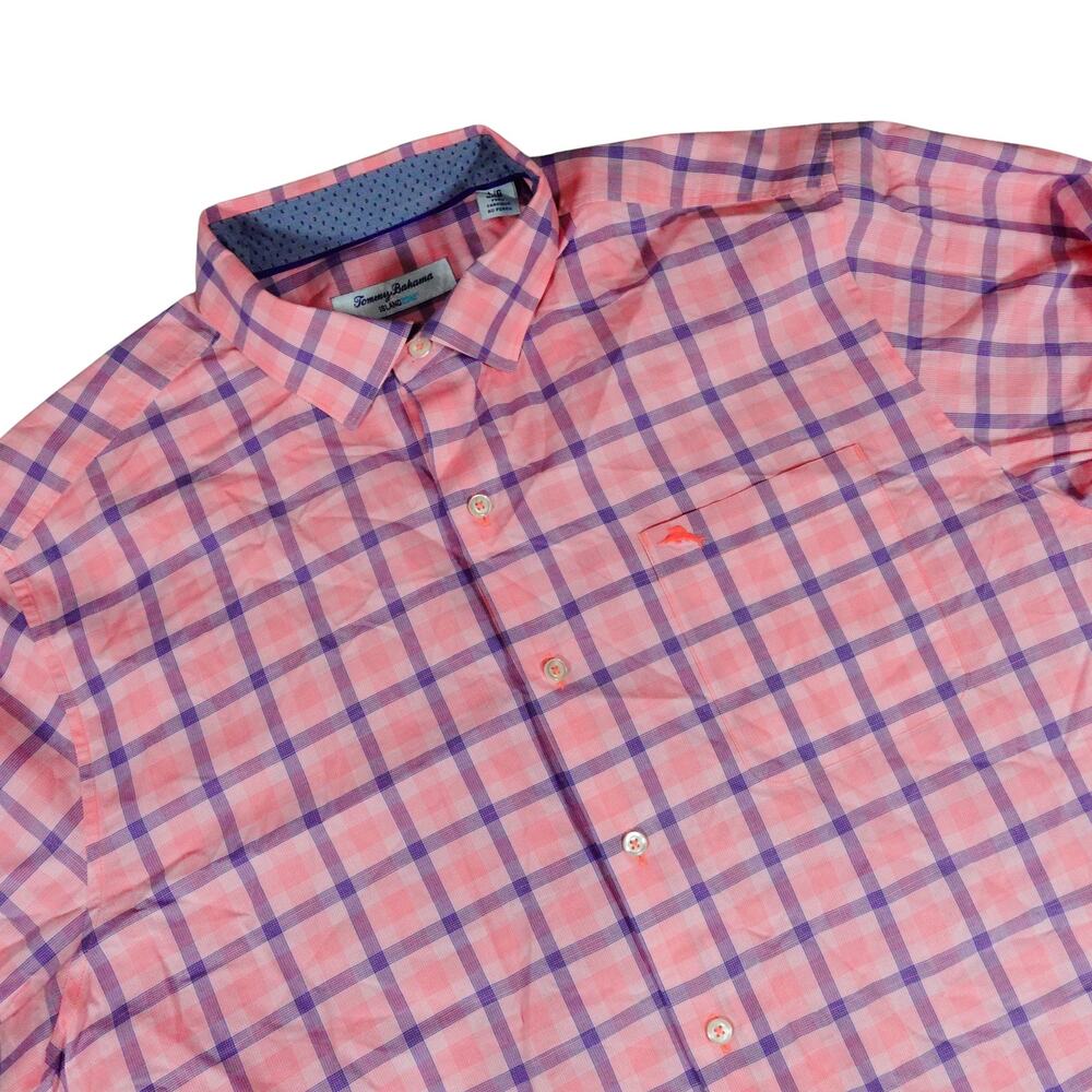 Tommy Bahama Island Zone Flip Cuff Pima Button Up Pink Long Sleeve Shirt Large